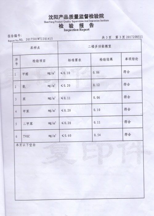 检验报告— 室内空气